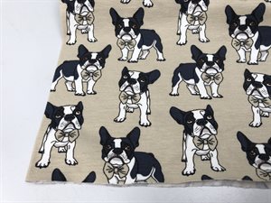 Bomuldsjersey - nuttet bulldog på sand bund